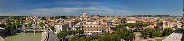 パノラマに広がるローマからのバチカンと castel sant'angelo - castel santangelo ストックフォトと画像