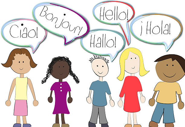 mulitlingual international children bilingual stock illustrations