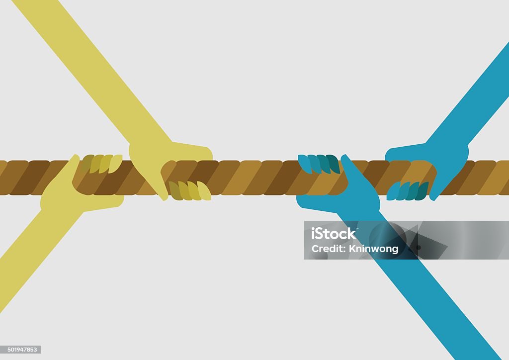 Руки играют в Упорная борьба - Векторная графика Перетягивание каната роялти-фри
