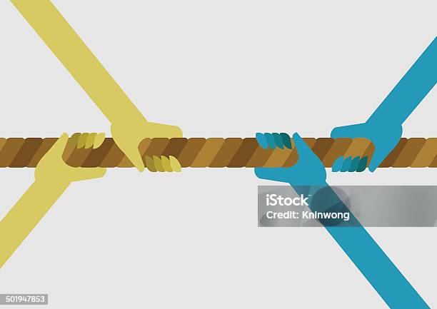 Руки Играют В Упорная Борьба — стоковая векторная графика и другие изображения на тему Перетягивание каната - Перетягивание каната, Ассертивность, Бизнес