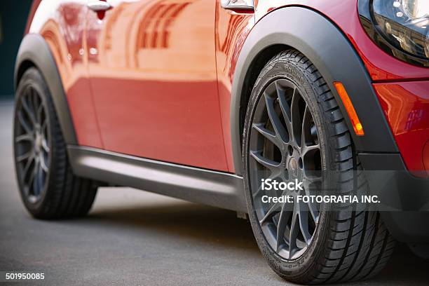 Red Mini Cooper S In Spring Time Stock Photo - Download Image Now - Alloy Wheel, BMW, Brake
