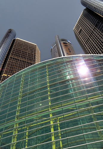 Detroit, USA - April 21, 2010: The Detroit Renaissance Center, headquarters of General Motors.