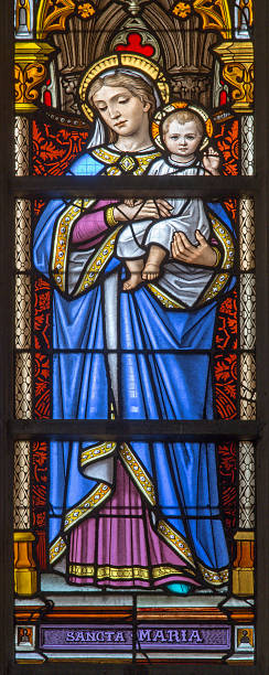istock Brussels - Madonnna on windowpane in the cathedral 501950929