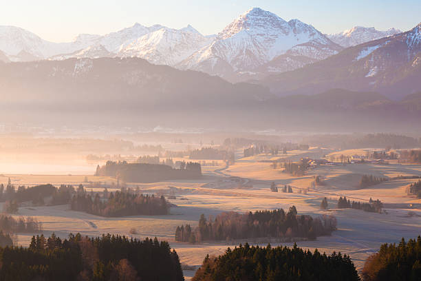 View from the top of Mont Salève over the Alps and the valley