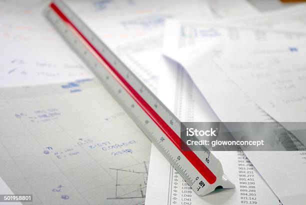 Scale Architecture And Engineer Triangle Ruler Stock Photo