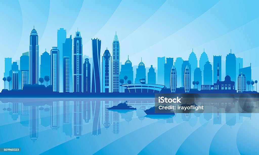 Dubai Marina City skyline silhouette background Dubai Marina City skyline silhouette background, vector illustration. Dubai stock vector