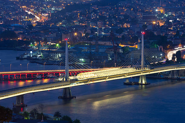 Beautiful golden horn, Istanbul Beautiful golden horn, Istanbul view and Ataturk bridge at twilight bogaz stock pictures, royalty-free photos & images