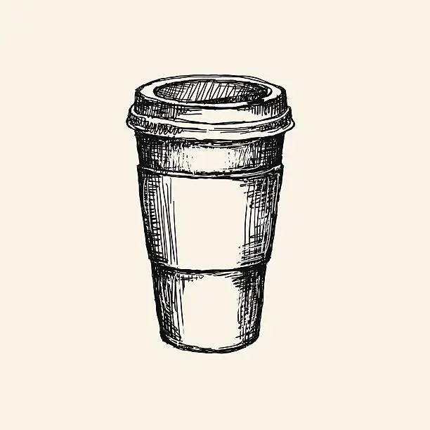 Vector illustration of sketch coffee cup