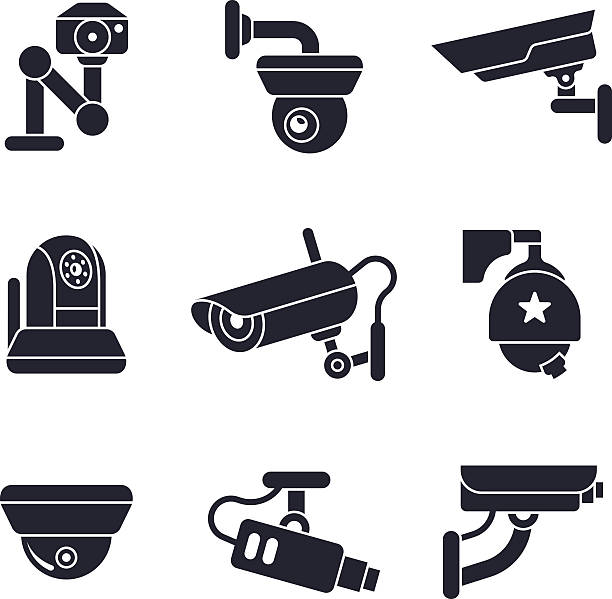 камеры безопасности - камера слежения иллюстрации stock illustrations