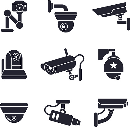 Security and surveillance camera symbols. 