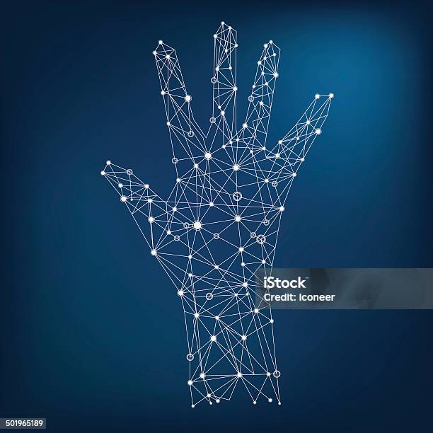 Hand Netzwerkillustrationblau Stock Vektor Art und mehr Bilder von Arbeitspersonal - Arbeitspersonal, Blau, Einheitlichkeit