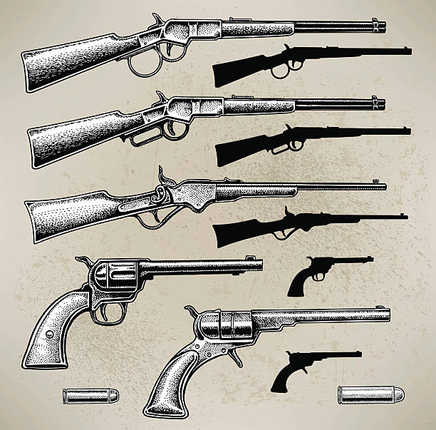 Cowboy Guns Pen and ink illustrations of Western Cowboy guns and rifles. Check out my "Americana" light box for more. rifle stock illustrations