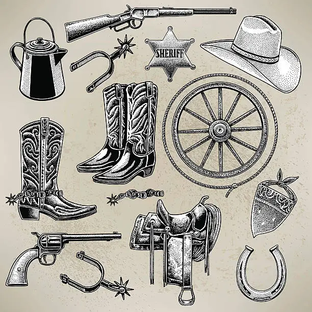 Vector illustration of Cowboy Items