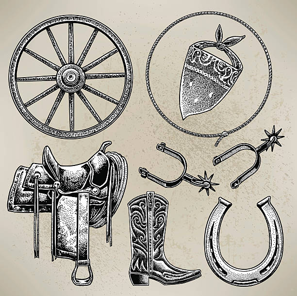 カウボーイ乗馬用具 - wagon wheel点のイラスト素材／クリップアート素材／マンガ素材／アイコン素材
