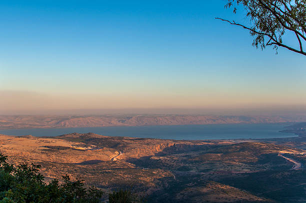 Sea of Galilee View on Sea of Galilee in the late afternoon, seen from Amirim. sea of galilee stock pictures, royalty-free photos & images