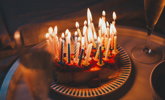 Candles on birthday cake