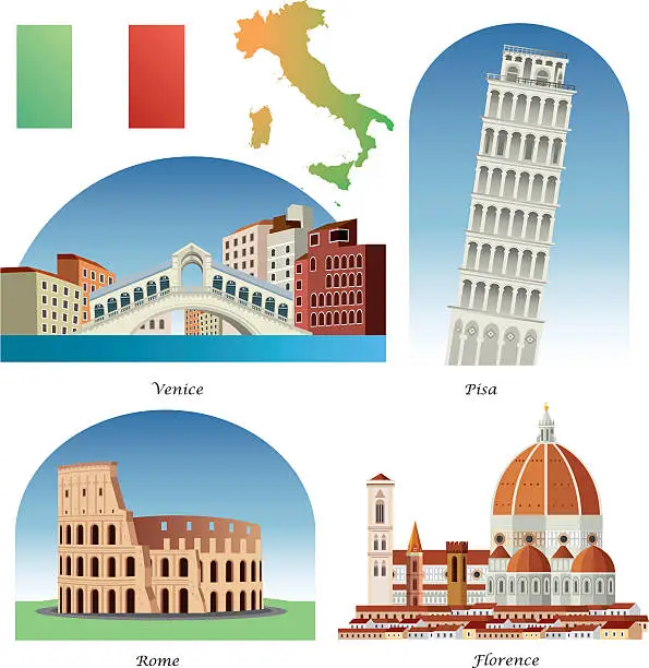 Vector illustration of Italy Symbols