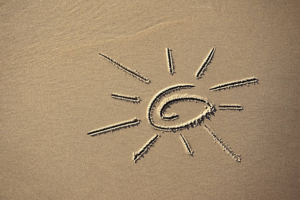image of the sun on the sand beach coastline close-up