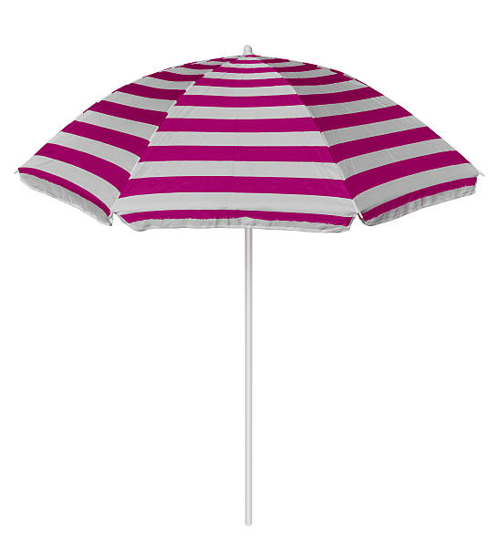 istock Beach striped umbrella - pink 501973356