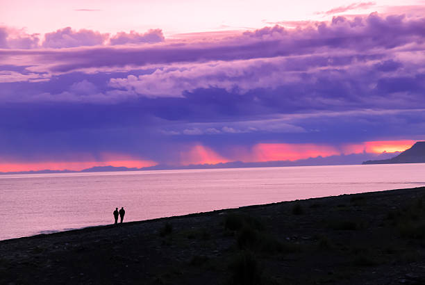 homer alasca pôr-do-sol na baía de kachemak - homer - fotografias e filmes do acervo