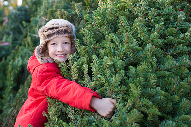 family buying christmas tree