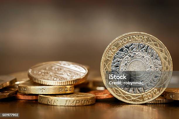 British Coins Stock Photo - Download Image Now - Coin, Two Pound Coin, British Currency