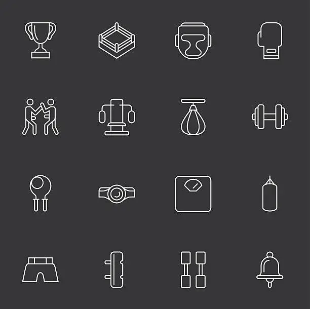 Vector illustration of Boxing Icons - Light White