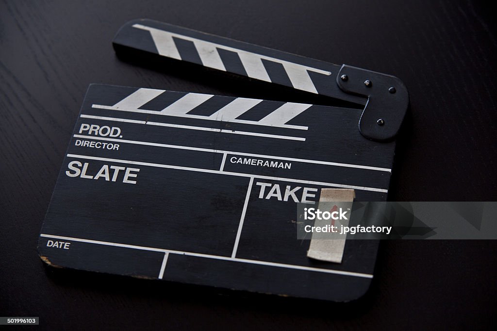 classic movie slate classic wooden movie slate Camera Operator Stock Photo