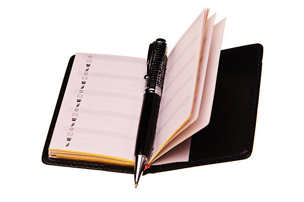 Notebook and pen stock photo