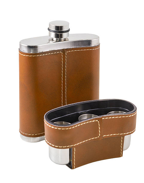 колба - insulated drink container hip flask alcohol brown стоковые фото и изображения