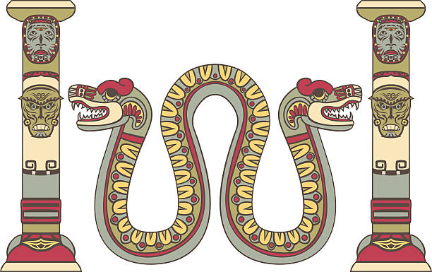 Aztec god as a snake vector art illustration