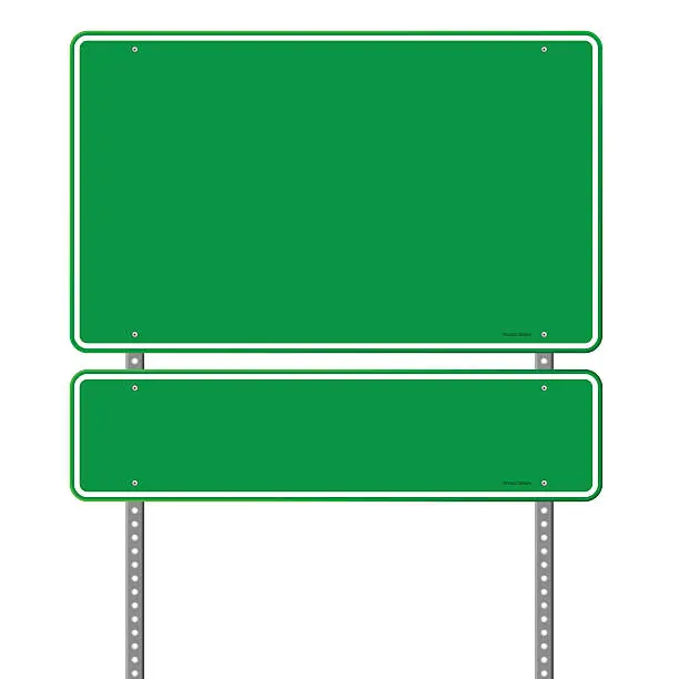 Vector illustration of Green Blank Roadsign