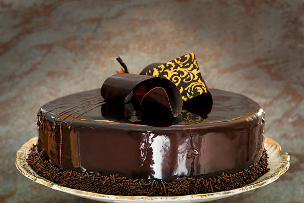 istock Chocolate Cake with Dark Slate Background 501999096