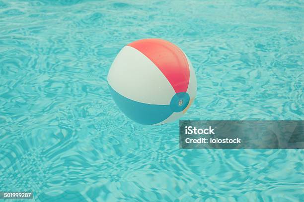 Beach Ball Floating In Swimming Pool Stock Photo - Download Image Now - Beach, Beach Ball, Blue