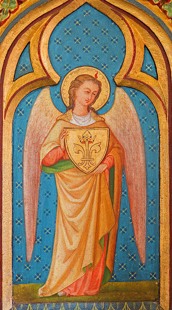 istock Bruges - Archangel Gabriel paint in st. Giles (Sint Gilliskerk). 502000545