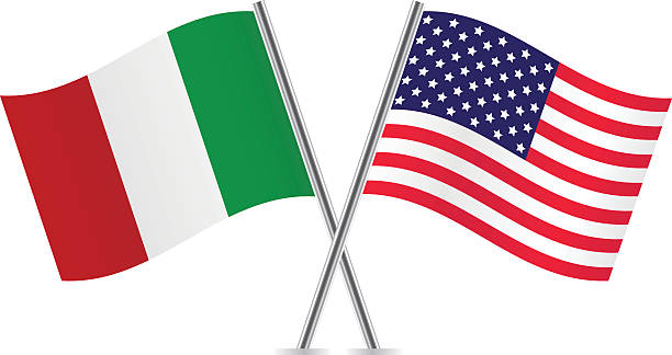 illustrazioni stock, clip art, cartoni animati e icone di tendenza di bandiere americane e italiano. - bandiera italiana