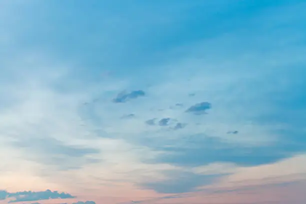 pink and blue gloaming sky in summer evening