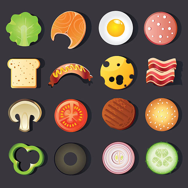 fast food icon set vector art illustration