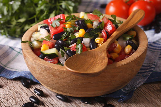 istock Mexican vegetable salad on plate closeup and ingredients horizon 502001998