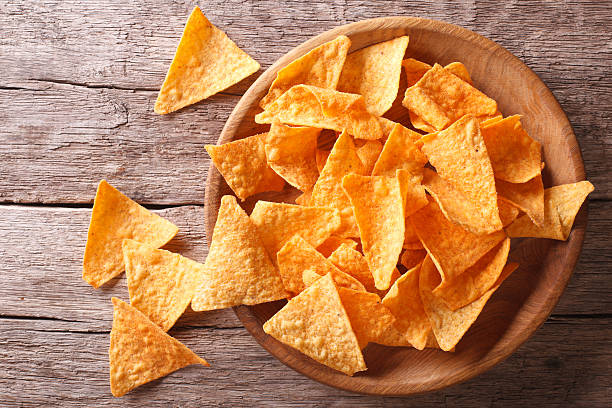 istock Nachos corn chips in the bowl. Horizontal top view 502002562