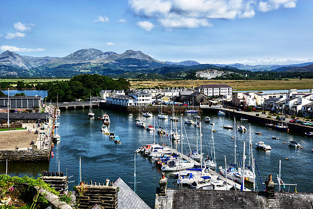 porthmadog harbour w gwynedd, walii. - wales beach editorial people zdjęcia i obrazy z banku zdjęć