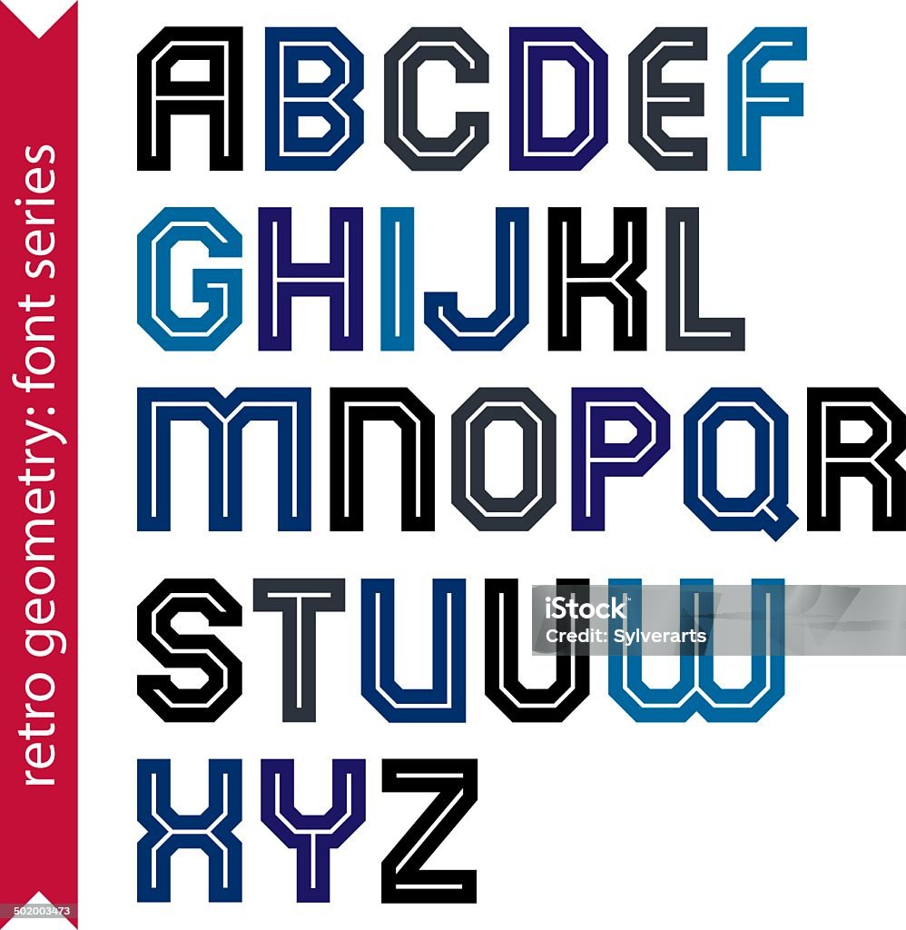 Double Line Word Lettering Double Lines Geometric Font Colorful Uppercase Letters Set Stock ...