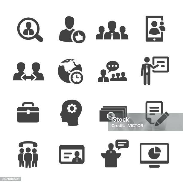 Management Icons Set Acme Series Stock Illustration - Download Image Now - Delegating, Icon Symbol, Recruitment
