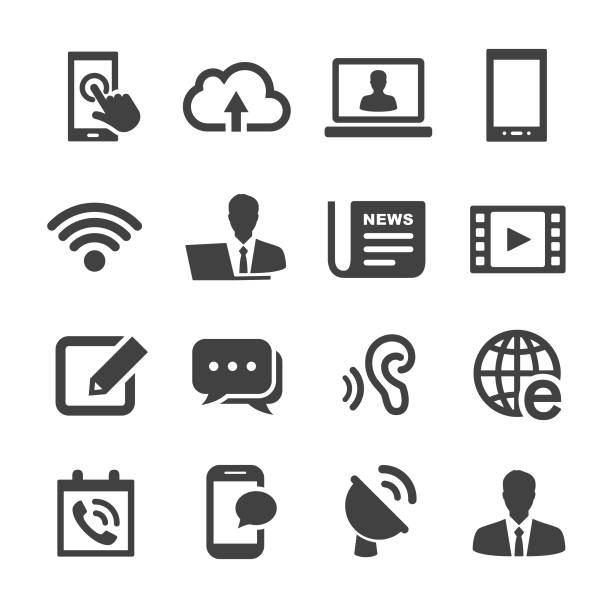 communication icons-acme series - wireless technology transfer image cloud symbol stock-grafiken, -clipart, -cartoons und -symbole