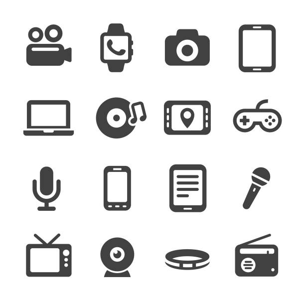 multimedia und geräte symbole-acme series - computer icon symbol icon set media player stock-grafiken, -clipart, -cartoons und -symbole