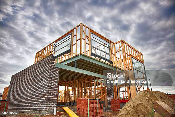 Home Under Construction Stock Photo - Download Image Now - Construction Industry, Construction Site, House