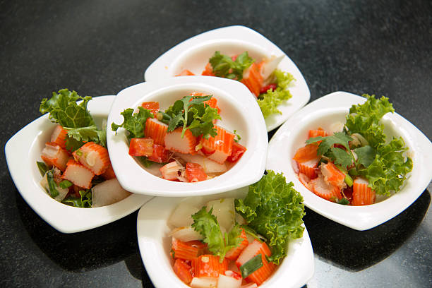 istock Crab stick spicy salad with vegetable. 502012516