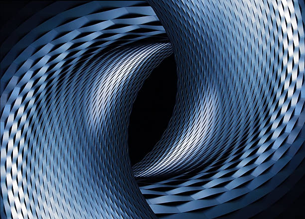 istock Curvilinear scaly metal grids. Futuristic architecture or analytic geometry background. 502014052