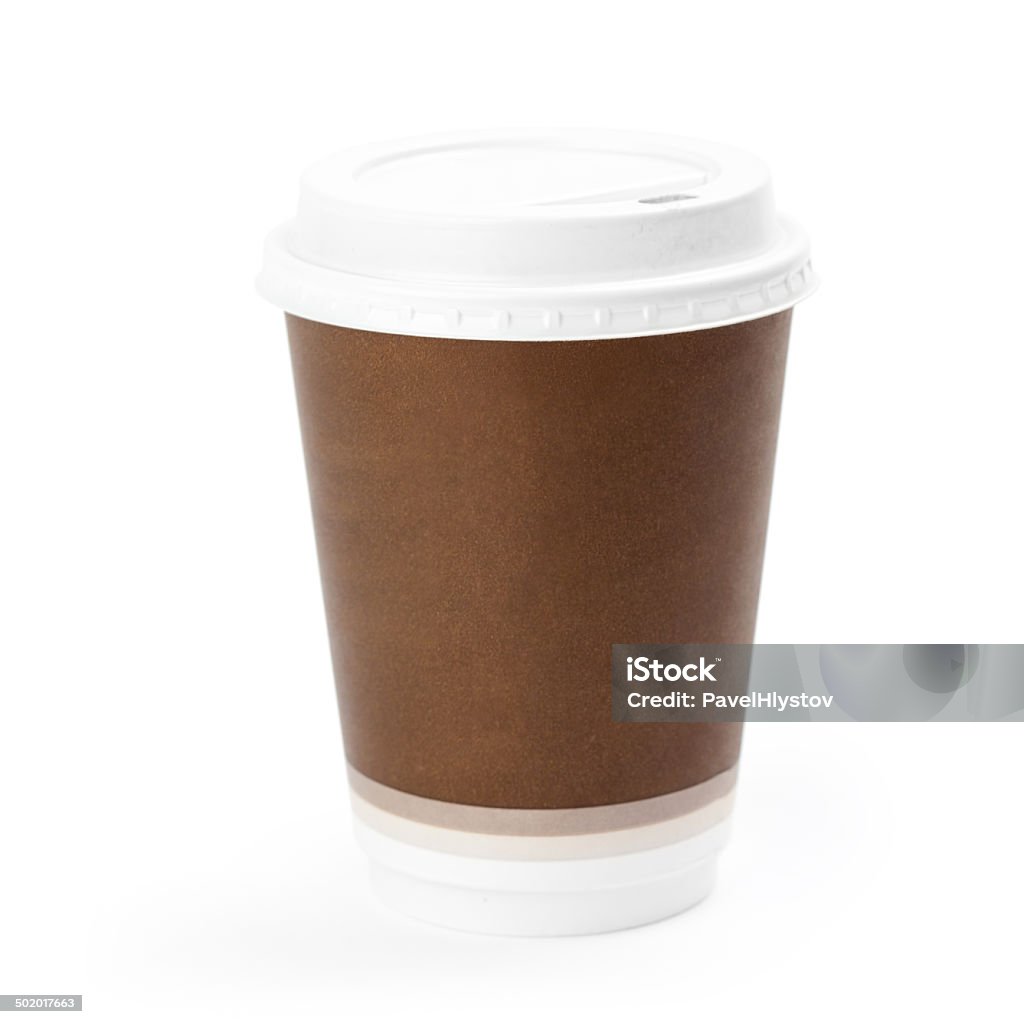 Nahaufnahme eines Wegwerfprodukt Kaffeetasse isoliert auf weißem Hintergrund - Lizenzfrei Behälter Stock-Foto