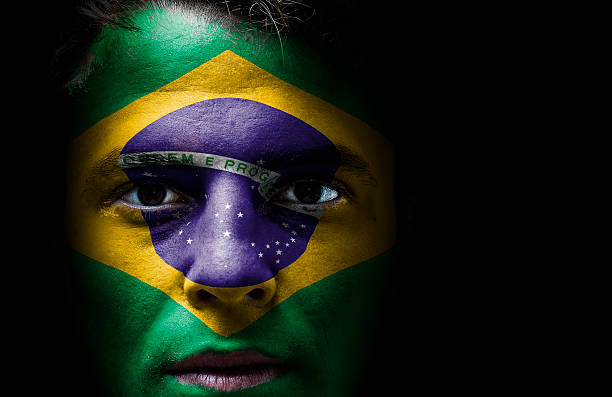 istock Brazil, Brazilian flag on face 502018477